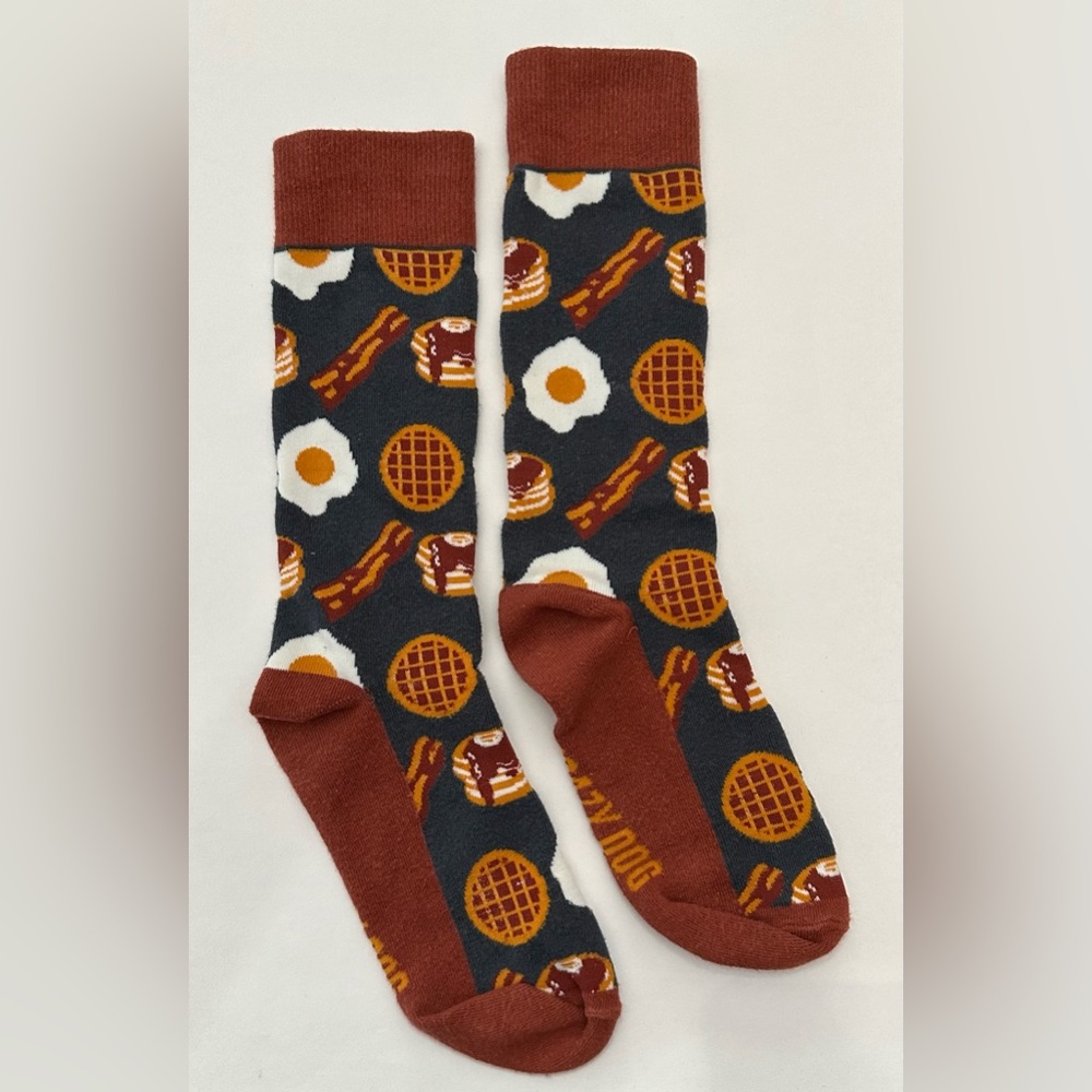NWOT Crazy Dog T-Shirts Co. Funny Bacon & Eggs Breakfast Food Socks Men’s